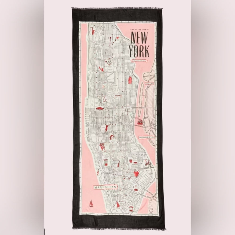Kate‎ Spade New York City Map Scarf Wrap Multicolor Art To Wear